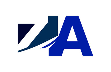 ZA Negative Space Square Swoosh Letter Logo