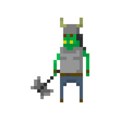 Fototapeta premium Pixel orc warrior for games and applications