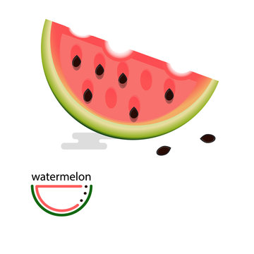 Vector picture watermelon. A colorful bright watermelon icon. The image is in the style of a flat and an icon.