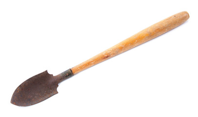 Shovel gardener isolated on white.Small shovel isolated