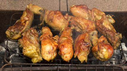 Grilled chicken on the grill
