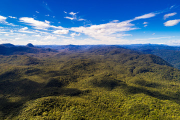 Aerial View of Mountains in Rainforest