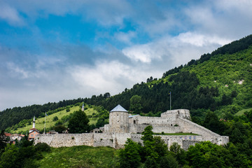 Fototapeta na wymiar Old fortress in small Bosnian town