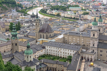 Fototapeta na wymiar The UNESCO World Heritage historic center from the Hohensalzburg Castle - Salzburg, Austria