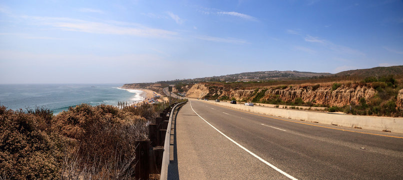 Blue sky over the farthest south end of Crystal Cove beach
