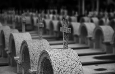 Crosses on the graves of the cemetery of Christ.