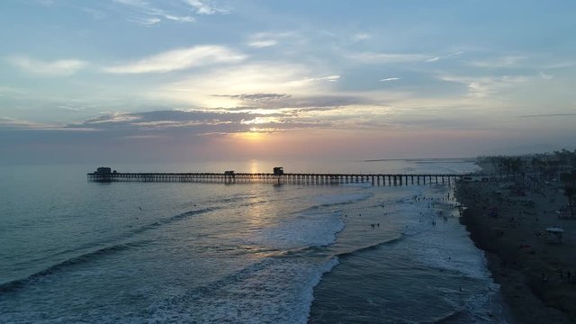 Sunset near the Oceanside pier - Oceanside is 35 miles North of San Diego, California, USA.