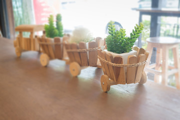 Wooden toy decorated on table