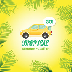 Cute flat design style travel SUV and Retro Classic typography