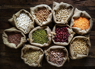 Variety of seeds products on the sack