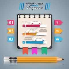 Business Infographics. Pencil icon.