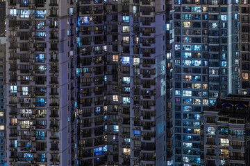 Fototapeta na wymiar detail shot of residential district at night in China.