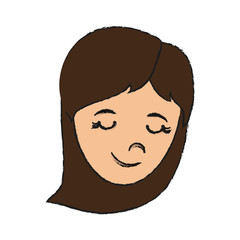 happy woman with long hair icon image