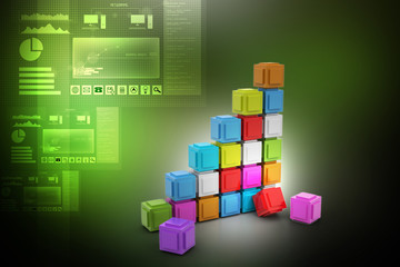 The diagram consisting of several cubes of different colours