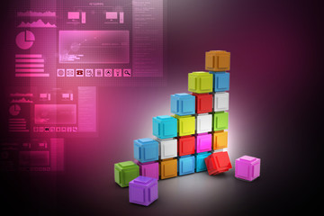 The diagram consisting of several cubes of different colours