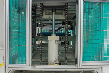 The Air cylinder of pneumatic system on production line in clean room.