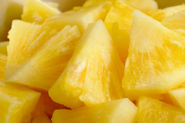 Close up slice pineapple background texture.