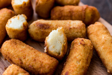 Potato croquettes (croquetas) cut out..