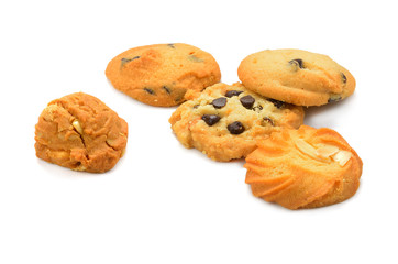 Almond cookies-Chocolate chips cookie isolated on white