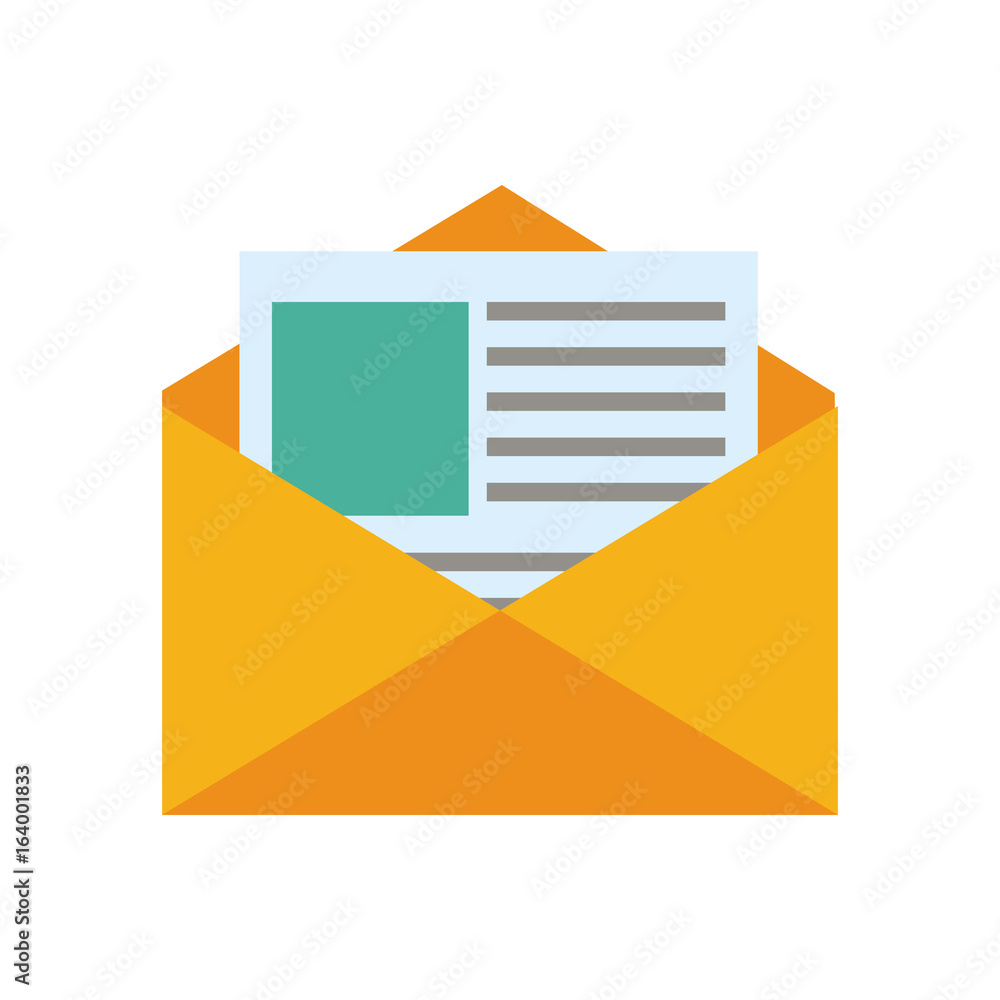 Poster message envelope with document coming out icon image