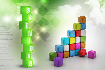 Naklejka premium The diagram consisting of several cubes of different colours