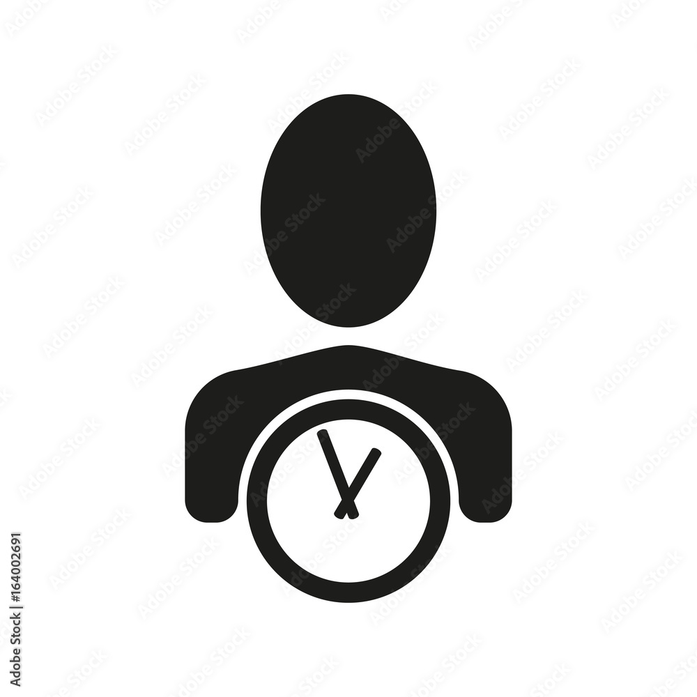Poster man with clock as time symbol simple icon