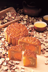 Lotus single yolk moon cake with lotus seeds