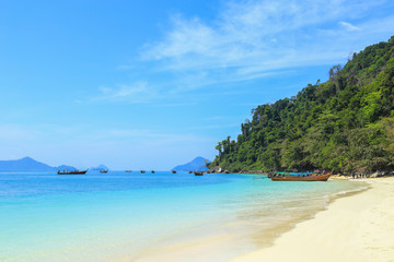 sea beach blue sky at Ranong, Thailand