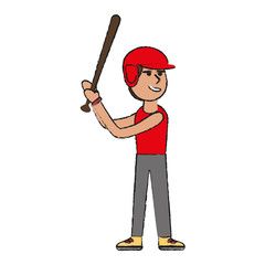 man playing baseball with helmet and bat  sport or fitness related icon image