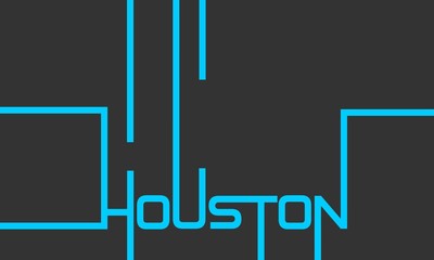 Houston text geometry design. Vector calligraphy. Typography poster. Usable as background.