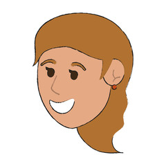 happy woman smiling with long hair icon image