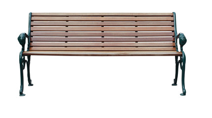wood bench isolate with clipping path on white background - obrazy, fototapety, plakaty