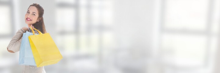 Woman Shopping with windows