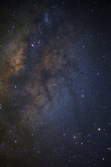 The center of milky way galaxy. Long exposure photograph.with grain