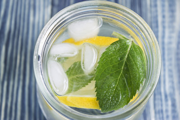 Detox water with lemon and mint. Health and body cleansing.