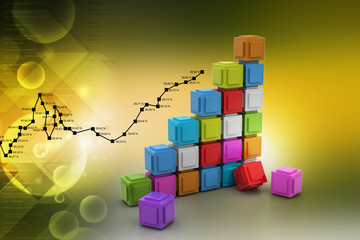 The diagram consisting of several cubes of different colours