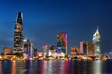 Ho Chi Minh City skyline at night. Amazing cityscape