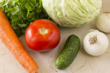 Vegetables on the kitchen table. Healthy eating. Vegetable still life.