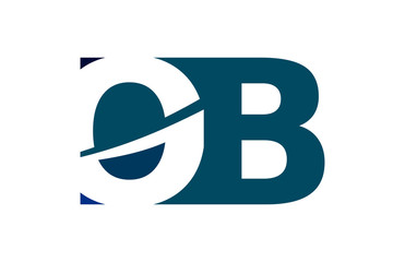 OB Negative Space Square Swoosh Letter Logo