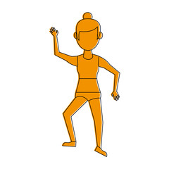 woman in sports outfit fitness avatar icon image vector illustration design  yellow color