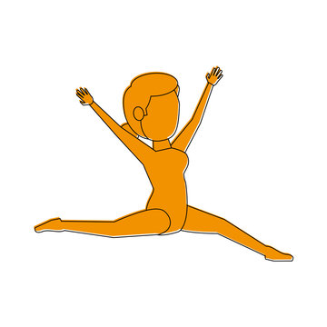 female gymnast or dancer athlete sport avatar icon image vector illustration design  yellow color