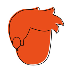 head of man avatar icon image vector illustration design  orange color