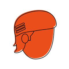 cyclist athlete sport avatar icon image vector illustration design orange color