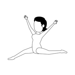 female gymnast or dancer athlete sport avatar icon image vector illustration design  black and white