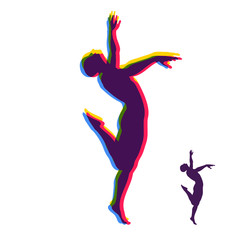 Fototapeta na wymiar Silhouette of a Dancer. Gymnast. Man is Posing and Dancing. Sport Symbol. Design Element. Vector Illustration.