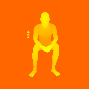 Man in a Thinker Pose. 3D Model of Man. Business, Science, Psychology or Philosophy Vector Illustration.