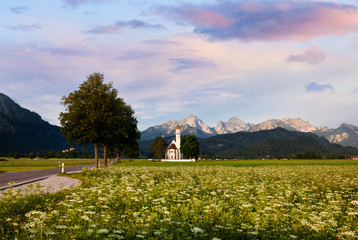 Fototapeta na wymiar Panoramic view of St. Coloman church in Bavaria