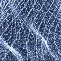 Array with Dynamic Particles. 3d Futuristic technology style. Abstract Background. Texture. Glowing points. Vector Illustration.