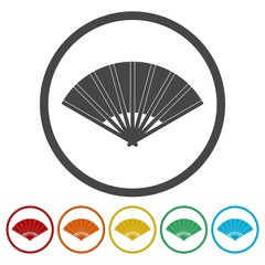 Japanese Folding Fan icon set - Illustration 
