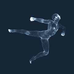 Fototapeta na wymiar Silhouette of a Dancer. 3D Model of Man. Sport Symbol. Design Element. Vector Illustration.